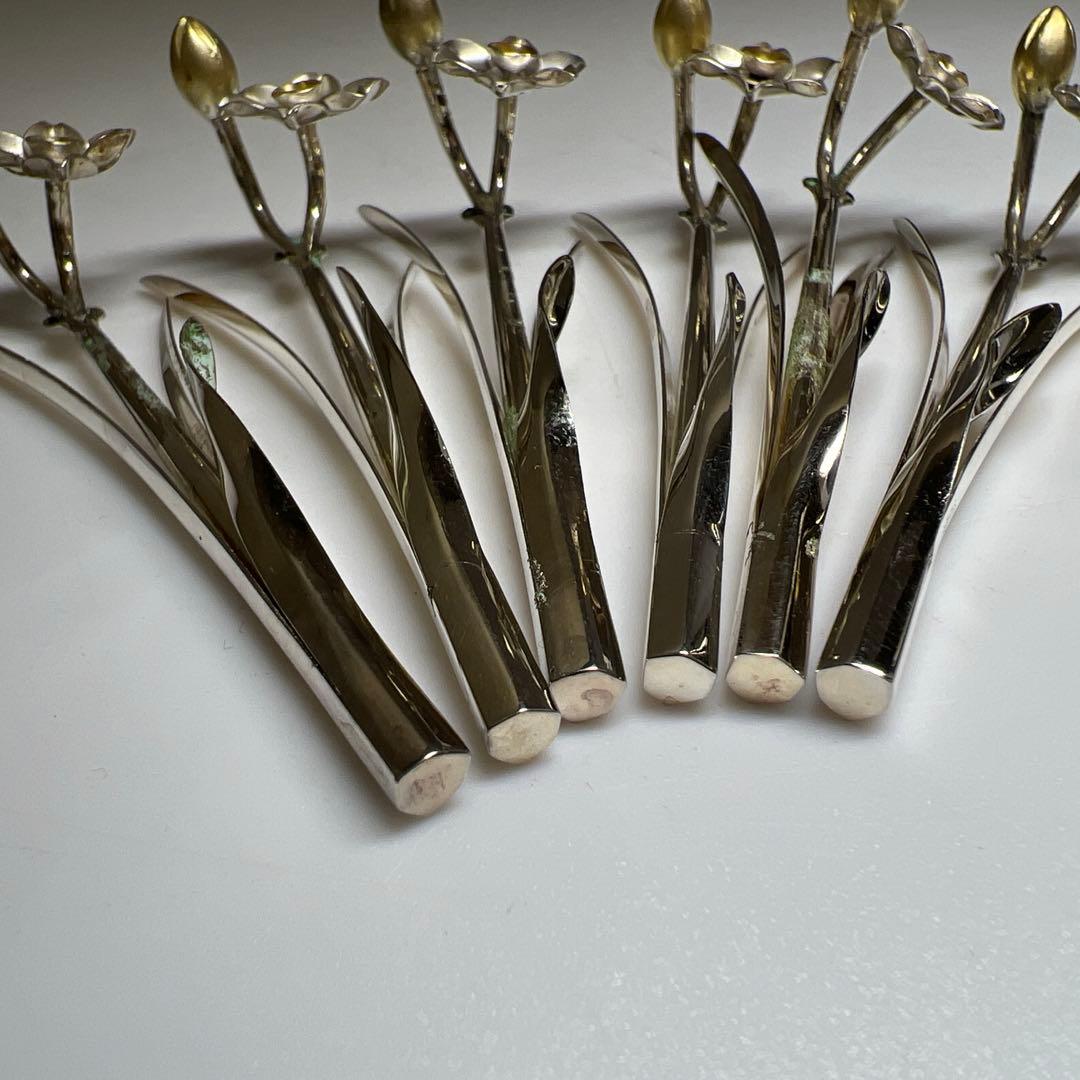 尚美堂　極上品銀製細工花文箸置　ケース付35g/7.5㎝　東Y7-1030☆1F