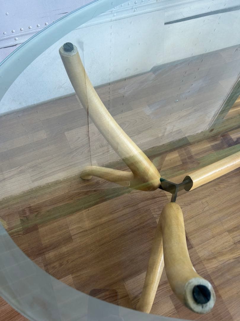 704 ガラス　ダイニングテーブル DENUO風　ACTUS風 ポラダ　楕円　a