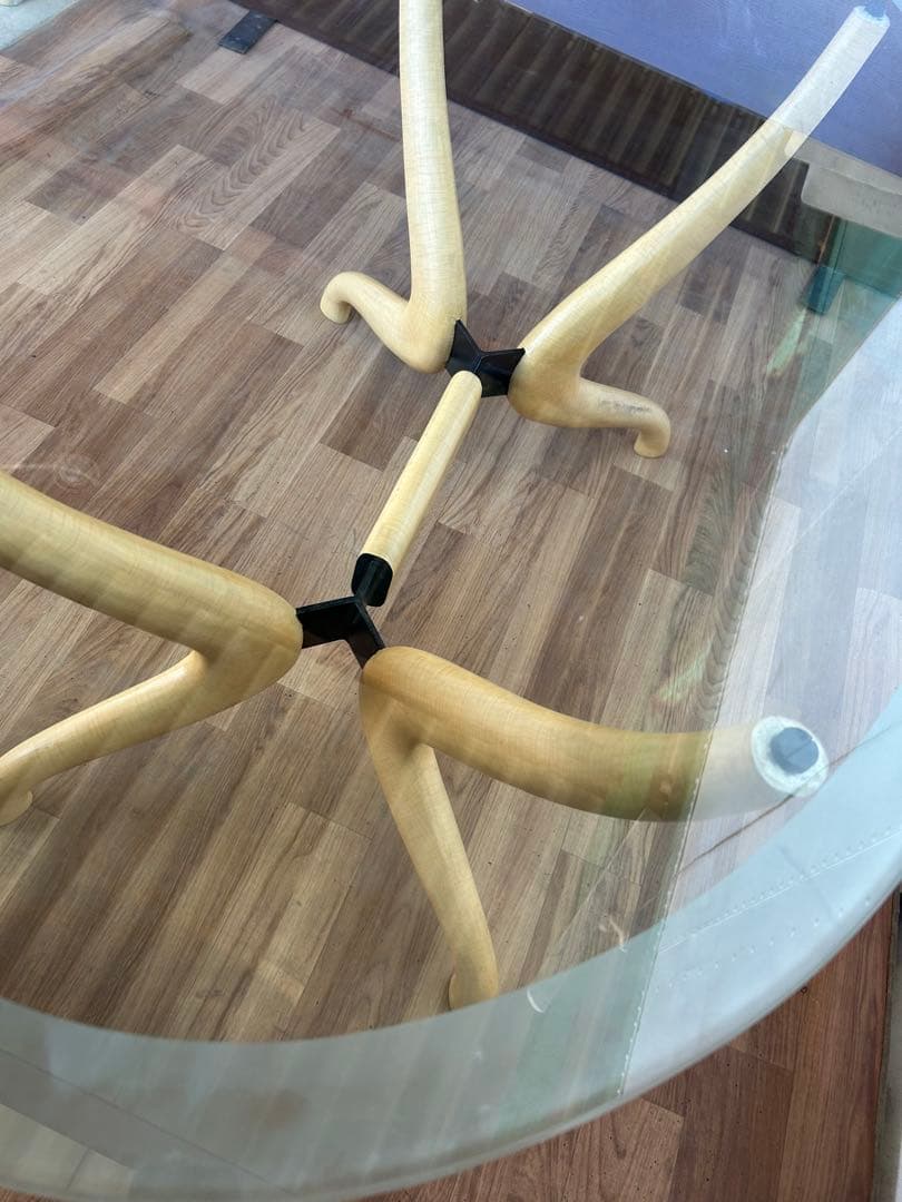 704 ガラス　ダイニングテーブル DENUO風　ACTUS風 ポラダ　楕円　a