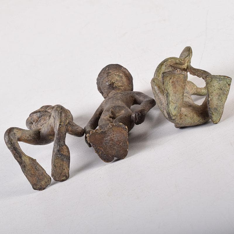 中国　古銅青銅　人物像　置物　3点まとめて　V　R8527