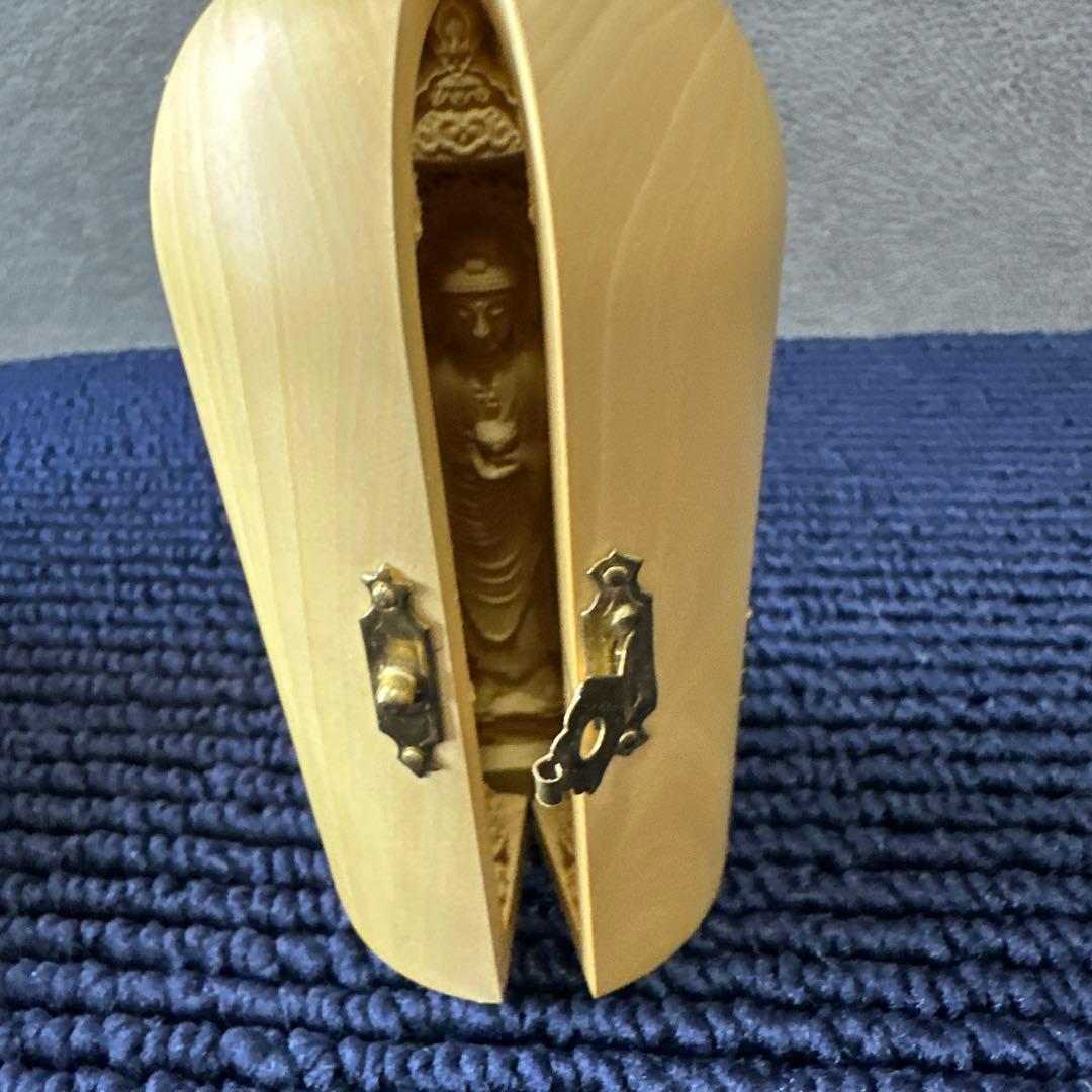 開運 阿弥陀三尊 三開仏 天然木