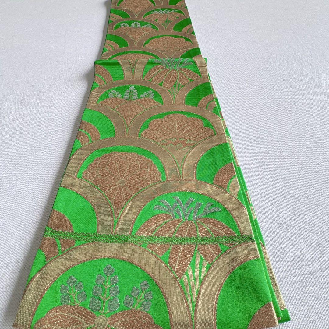 七五三　7歳女児　セット　きもの　赤　扇藤　帯　緑地　簡単半襟　7283