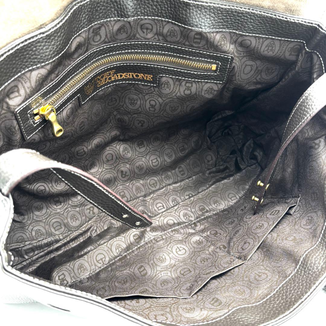 極美品 トフアンドロードストーン ビジネスバッグ レザー ダークブラウン