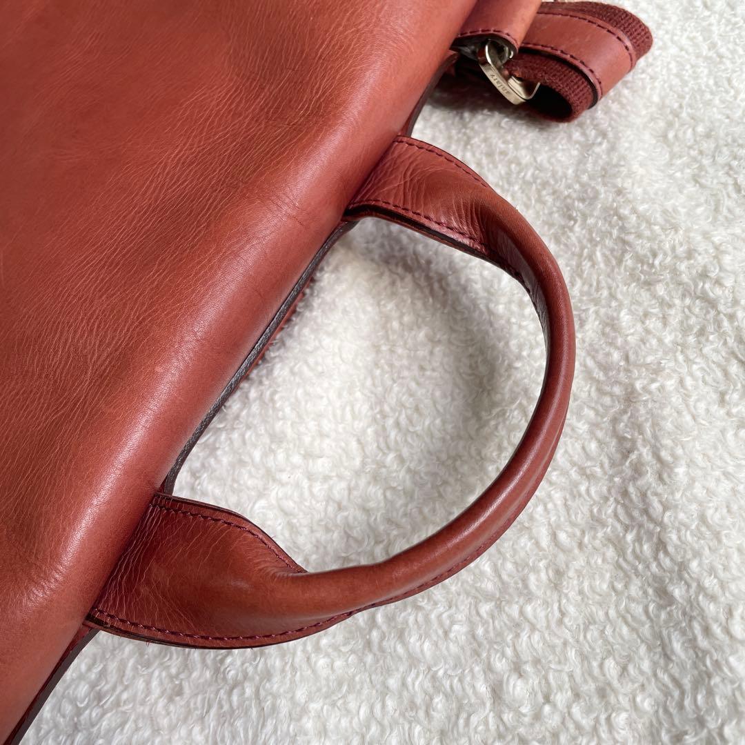 美品 アニアリ 2wayショルダーバッグ レザー ブラウン ターンロック 大きめ