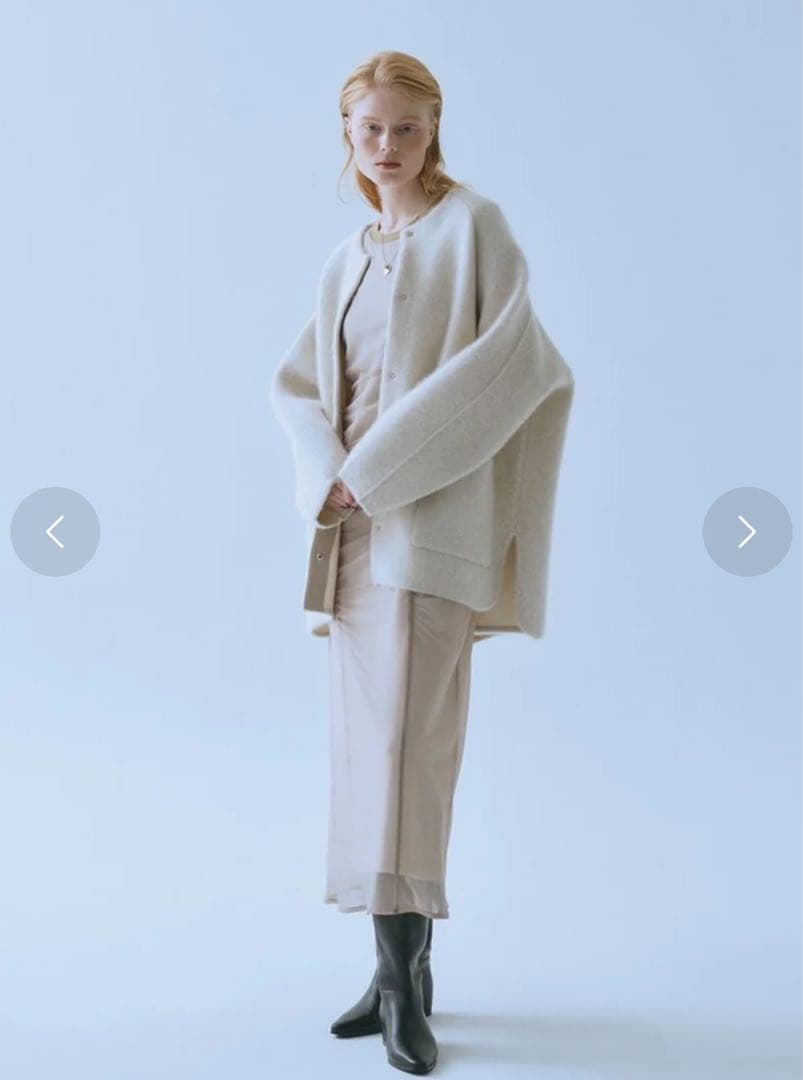 2024AW アダムエロペ ダブルフェイスニットミドル丈ブルゾン