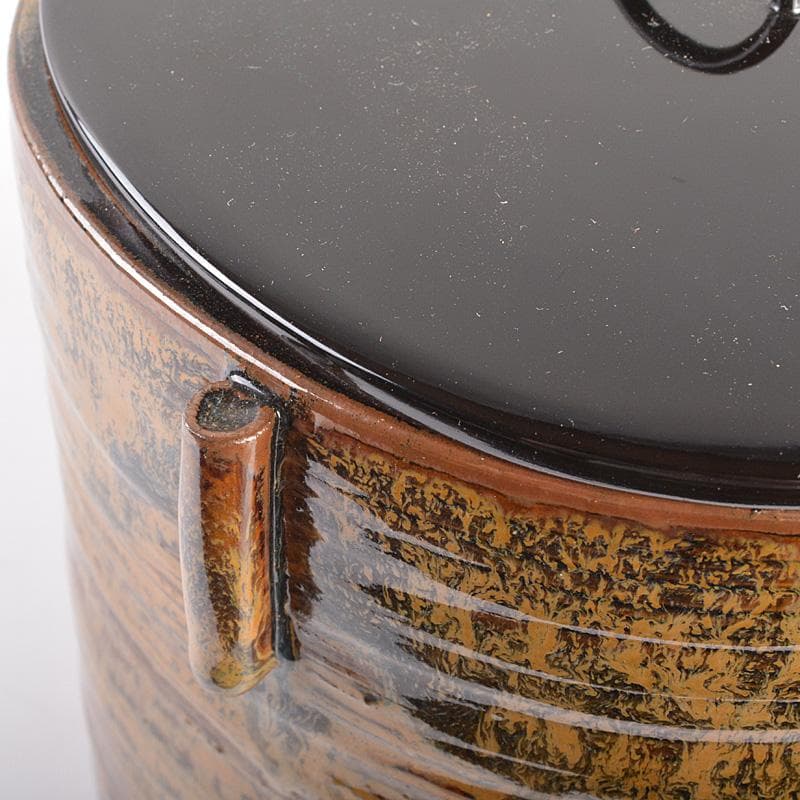 高取焼　亀井味楽造　耳付水指　漆塗蓋付　裏千家十四代淡々斎極箱　M　R7542