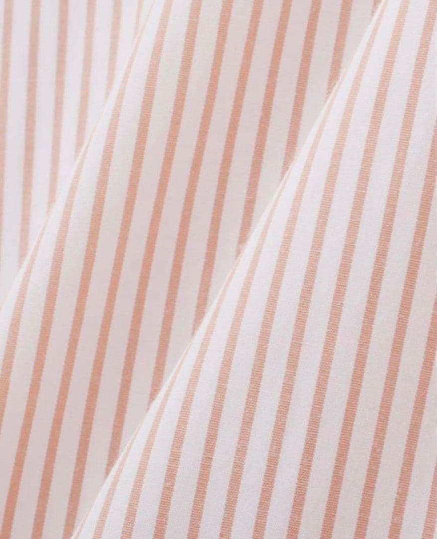 ETRETOKYO サイドスリットストライプシャツ ピンクベージュ