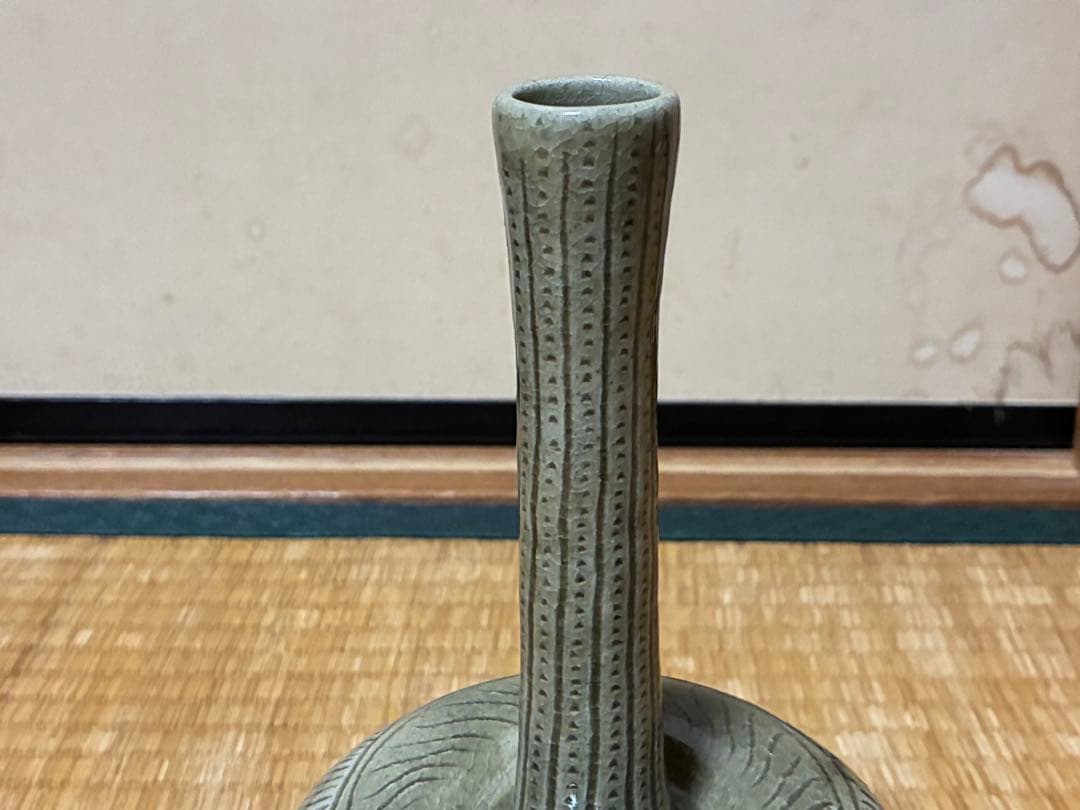 虫明焼 【黒井 千左】鶴首 花入 花瓶 共箱