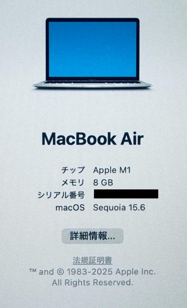 【美品】MacBook Air M1｜13インチ｜8GB/256GB｜箱あり