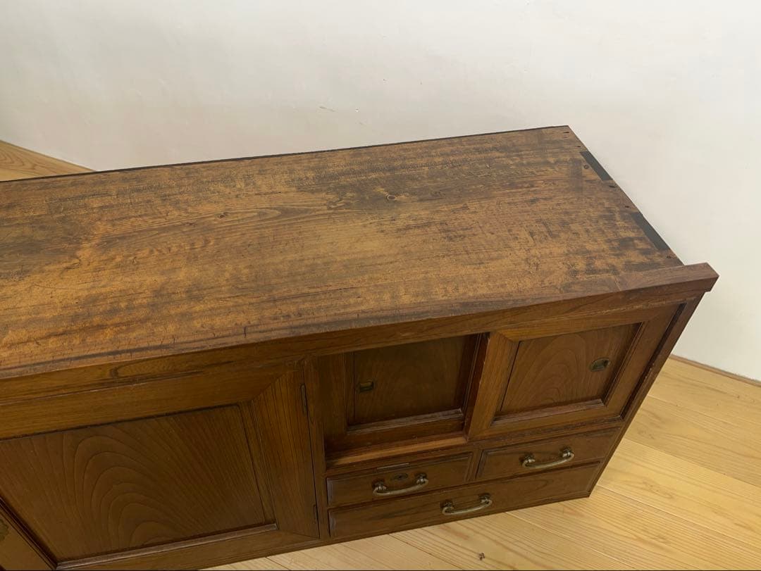 ローボード　棚　木製　M084　古道具　古家具　和家具　ビンテージ　アンティーク