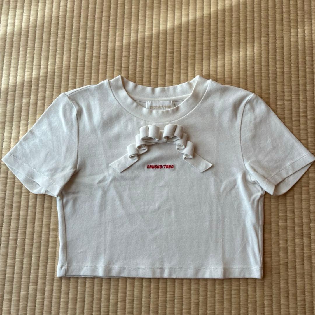 トップス SHUSHU/TONG 3D ribbon short T-shirt
