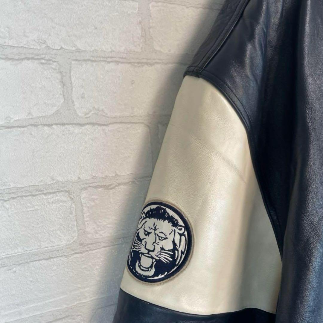 ロカウェア 刺繍ロゴ オーバーサイズ レザー スタジャン B系 極厚 本革