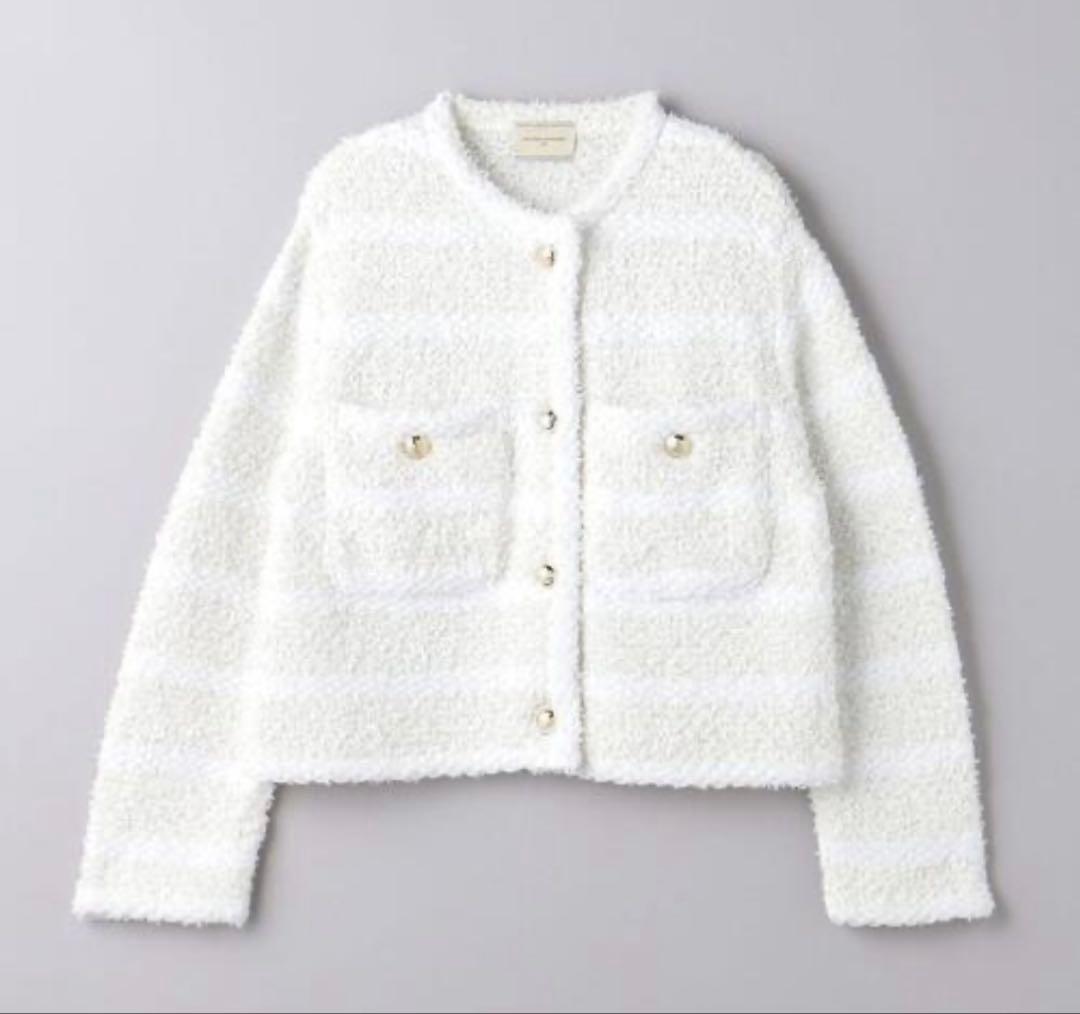 ユナイテッドアローズ　ボーダーミックス　ツイードニットカーディガン