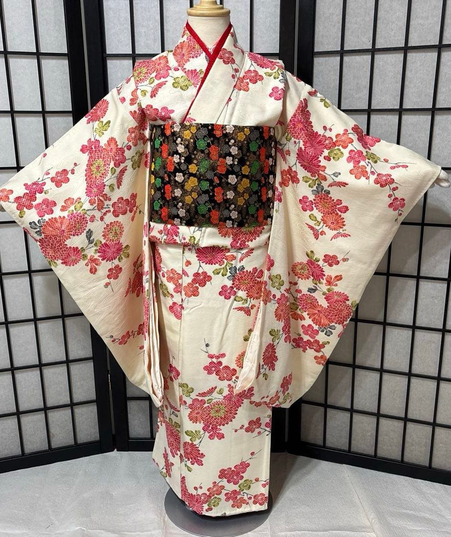 七五三　着物セット　7歳　正絹　パールホワイト　白色