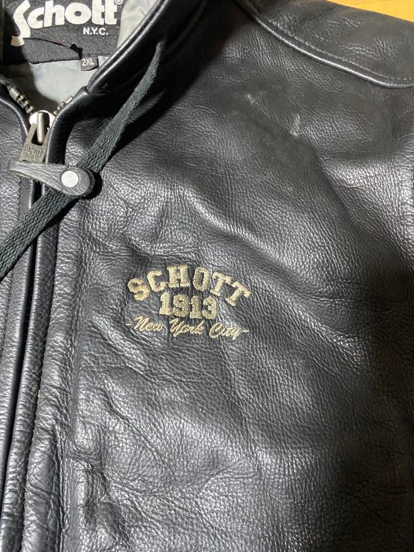 Schott フード付きレザージャケット 2XL