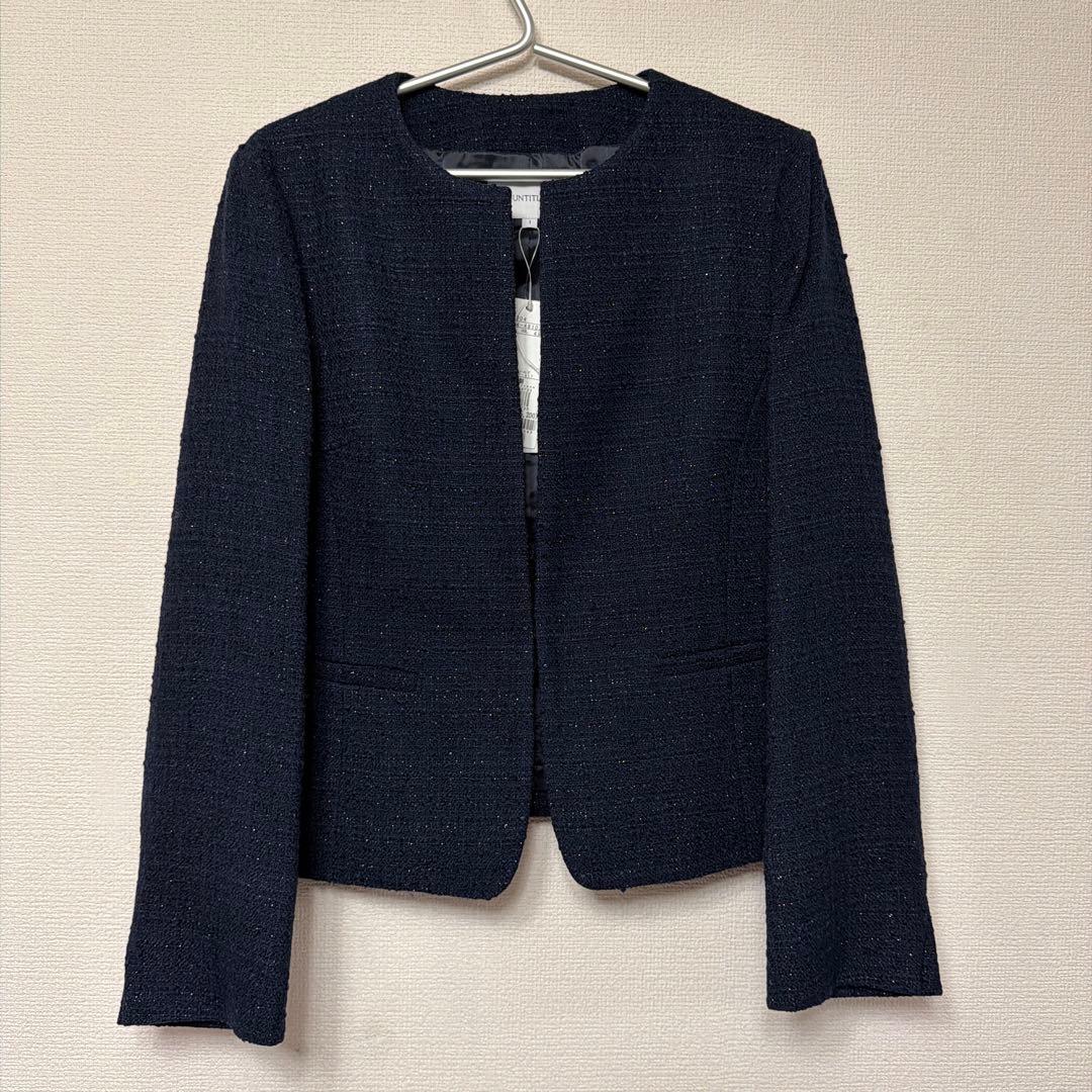 ☆UNTITLED☆ネイビー×ラメ☆ノーカラージャケット☆サイズ3☆新品未使用☆