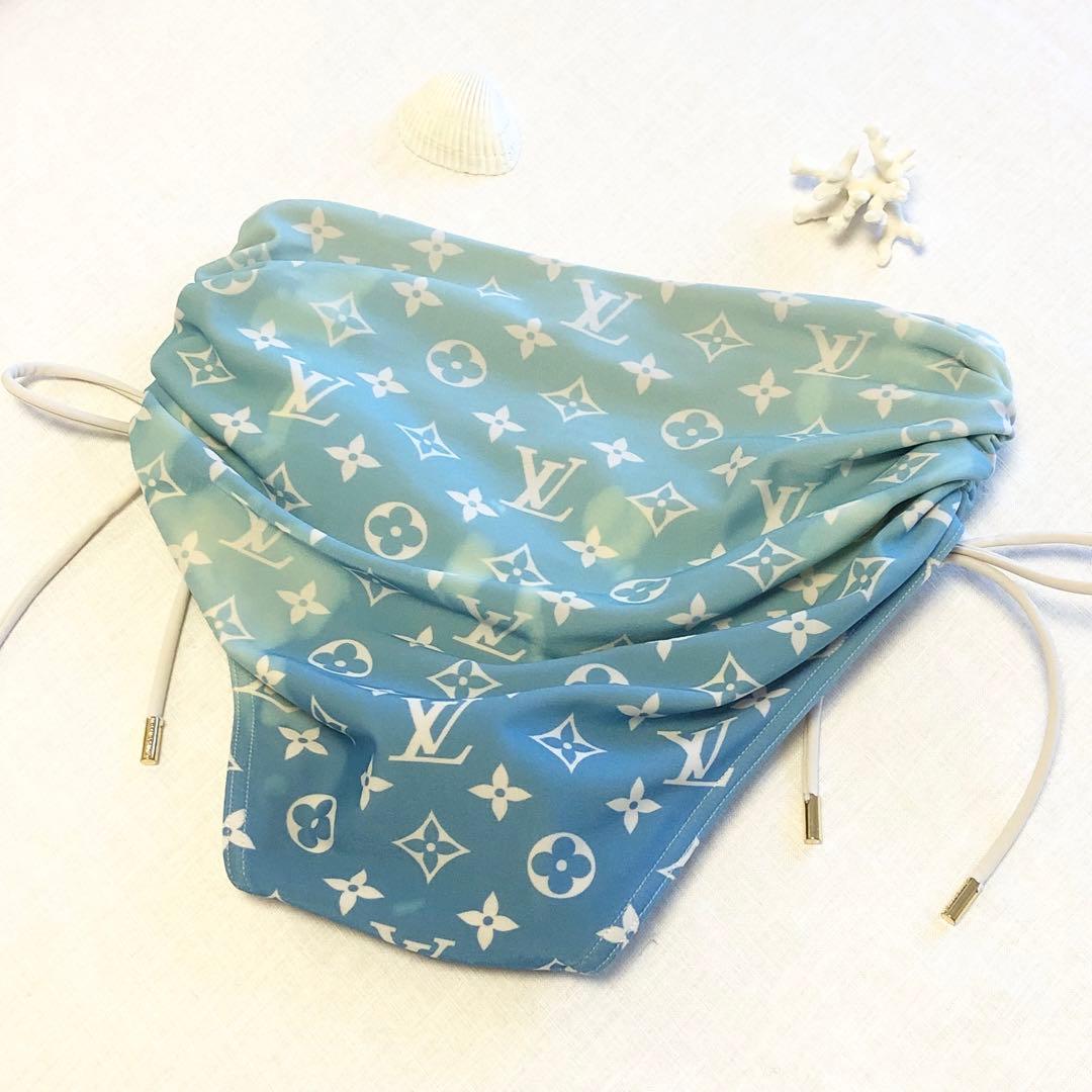 ルイヴィトン ブルーラグーンモノグラム ストラップレスビキニ 水色 34サイズ