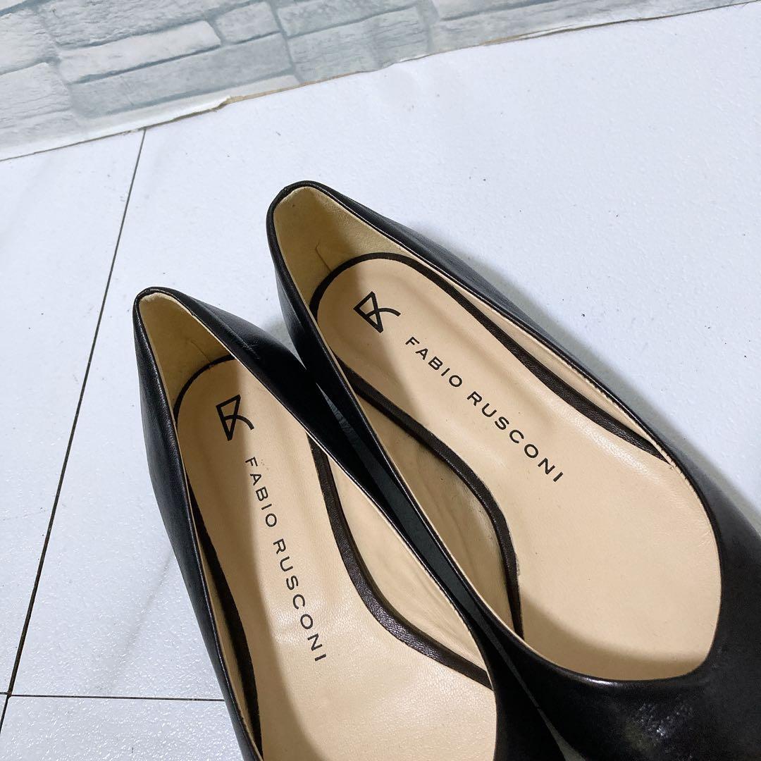 美品 ファビオルスコーニ フラットパンプス 本革 ポインテッドトゥ 22.5