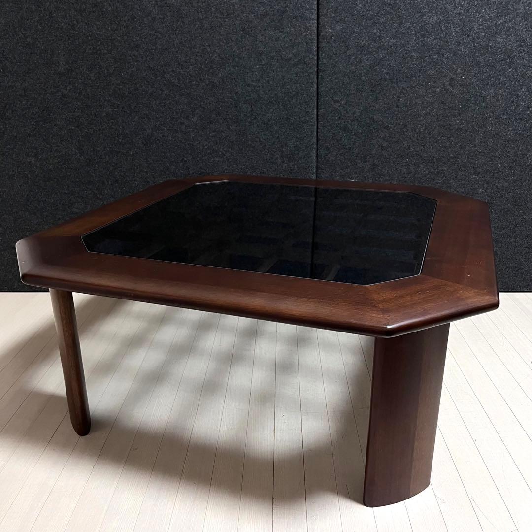 富士ファニチア　SAFU ガラステーブル　天然木　センターテーブル　アンティーク