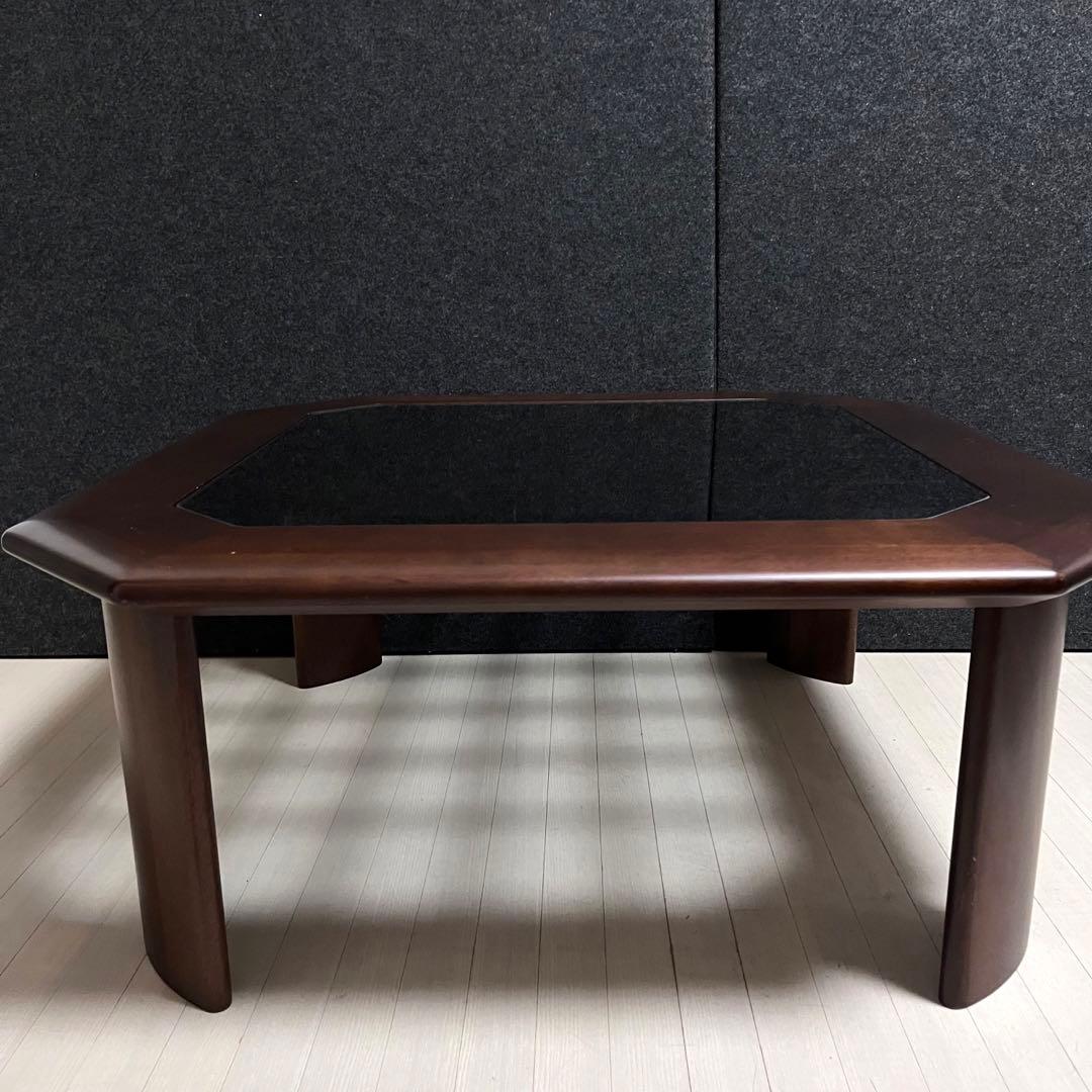 富士ファニチア　SAFU ガラステーブル　天然木　センターテーブル　アンティーク