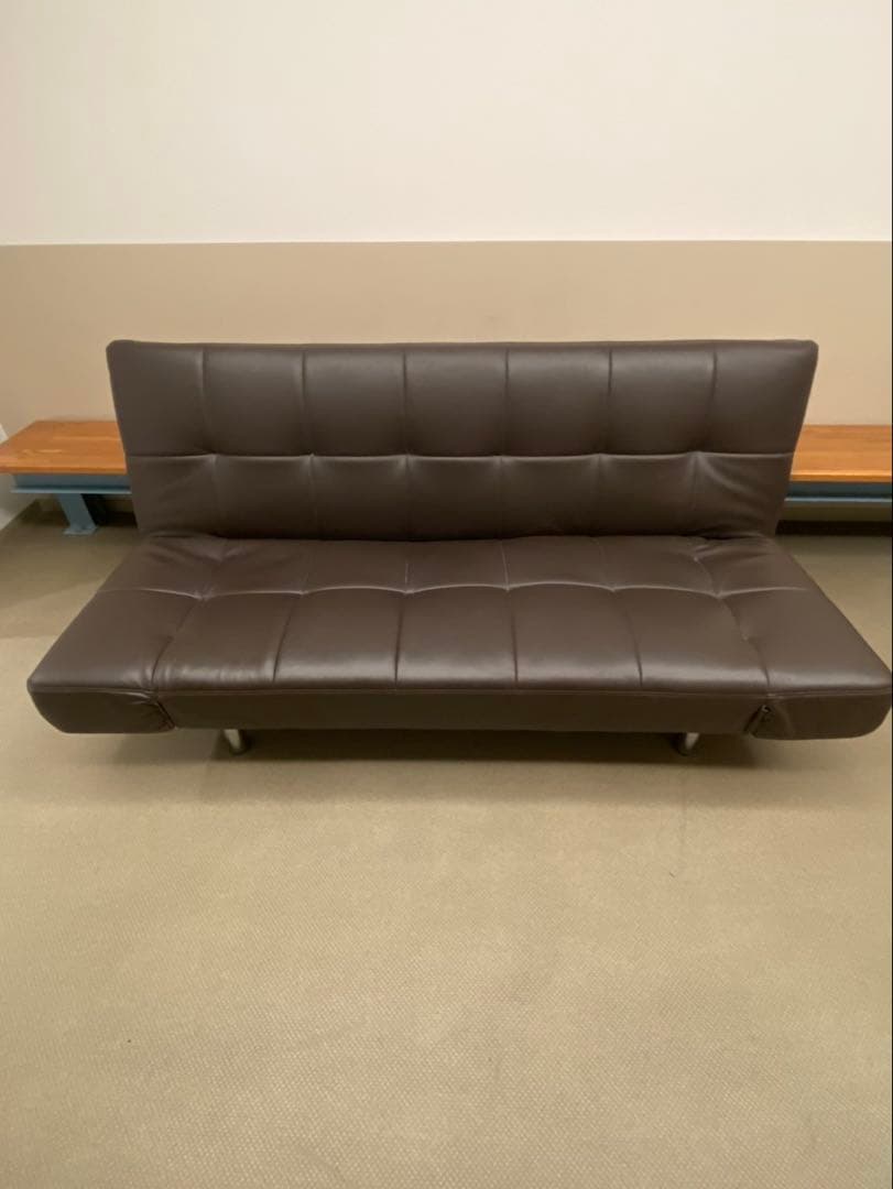 アイリスオーヤマ　合皮ソファベッド　2人がけ　レザーソファ