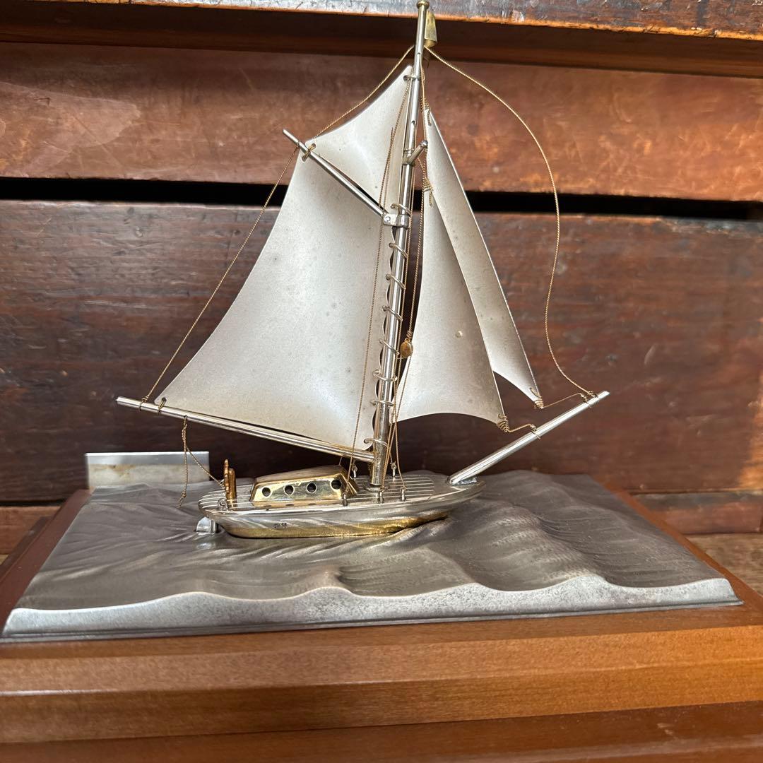 銀製品 ヨット 航海船 帆船 縁起物 工芸品 置物