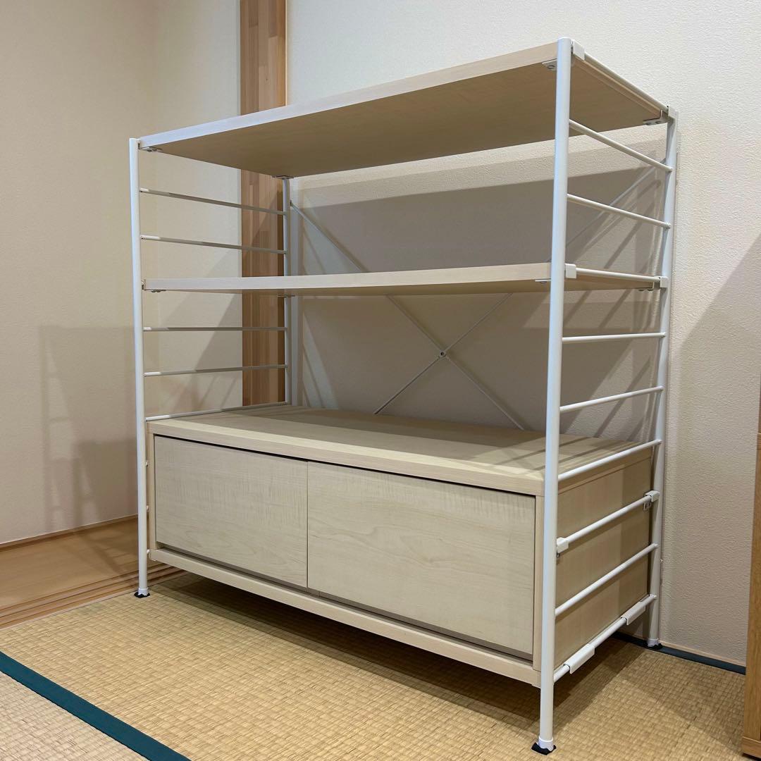 aina タスク tasku シェルフ 幅90 引き出し付き 白