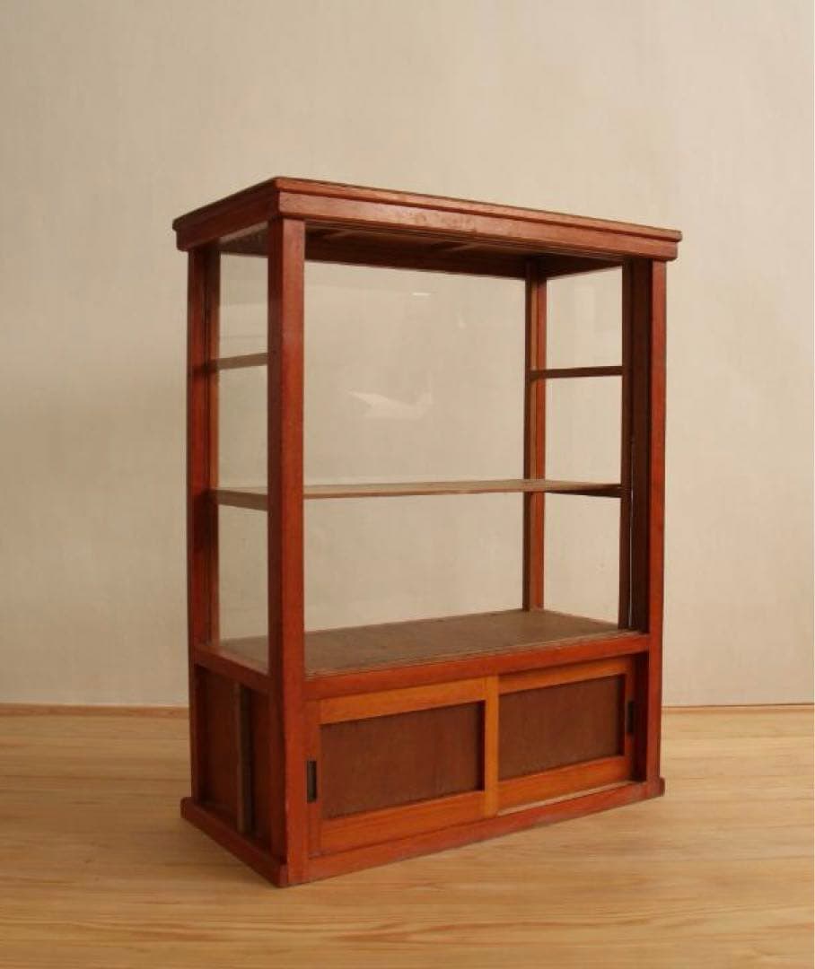 ガラス棚　デイズプレイ棚　店舗什器　棚　木製アンティーク　高さ約90㎝