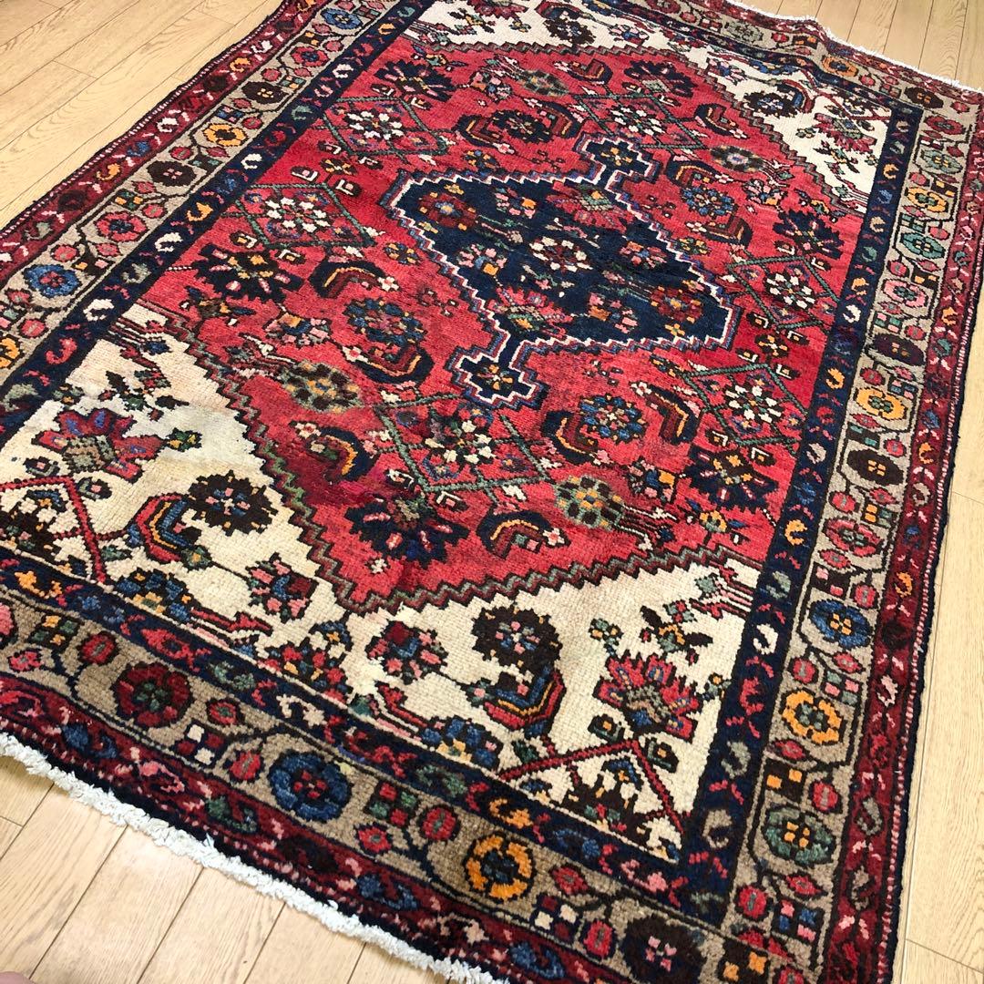 ペルシャ絨毯 ヴィンテージラグ 192×122cm 手織り オールドpersia