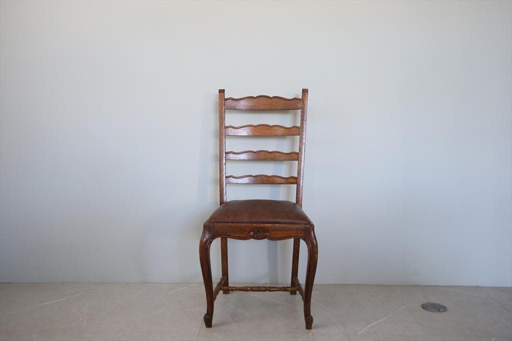 フランスアンティーク猫脚サロンチェア/木製ダイニングイス椅子(90-72-2)