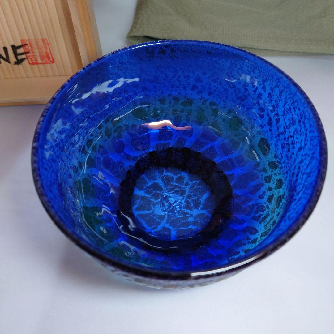 稲嶺盛吉　琉球ガラス　抹茶碗　共箱