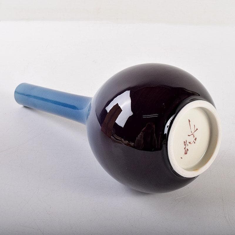 九谷焼 柳雨軒　三代八十吉　徳田正彦作　彩釉　花入　共箱　M　6917