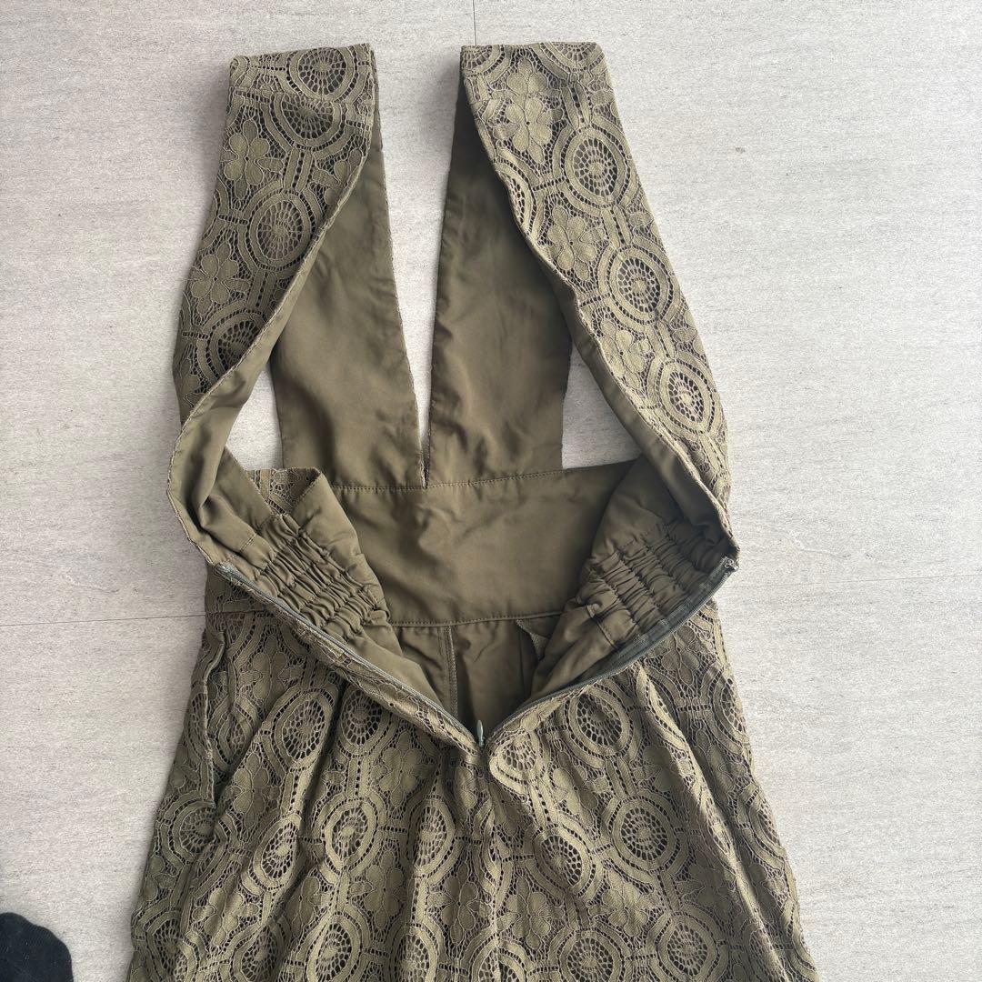 kana レースセットアップ オールインワン Mサイズ 上品カーキ