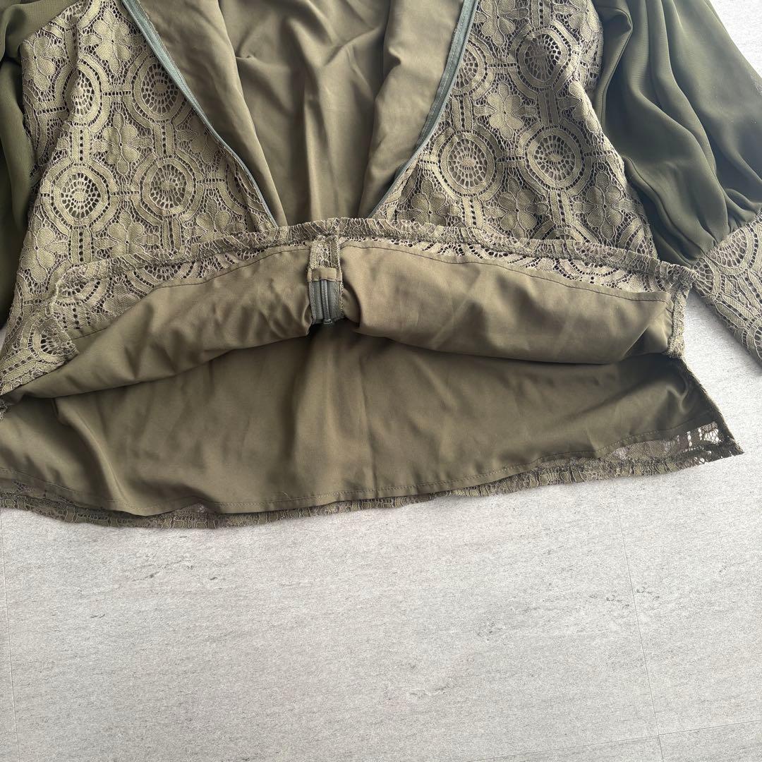 kana レースセットアップ オールインワン Mサイズ 上品カーキ