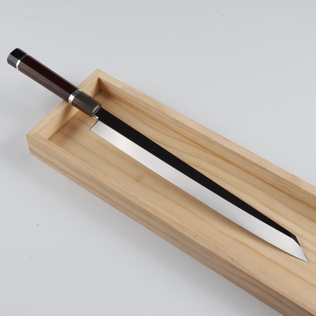 梵静刃物 切付包丁刺身包丁 尺寸 ウルトラ鏡面仕上げ スネークウッド白水牛八角柄