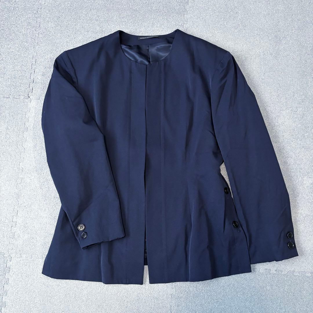 希少 美品 ヨウジヤマモト ノーカラー ジャケット ネイビー