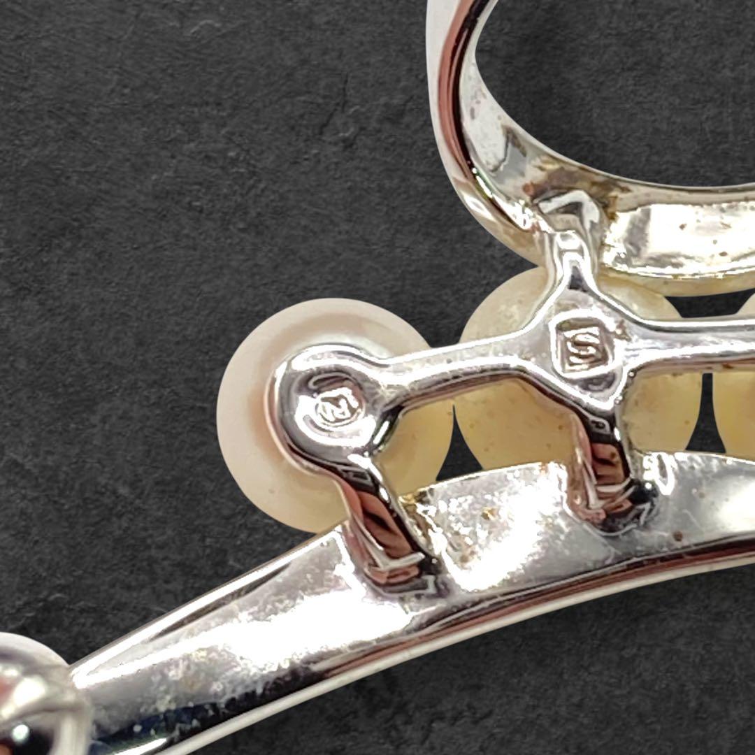 ミキモト アコヤ真珠 ハートブローチ シルバー 3珠 352