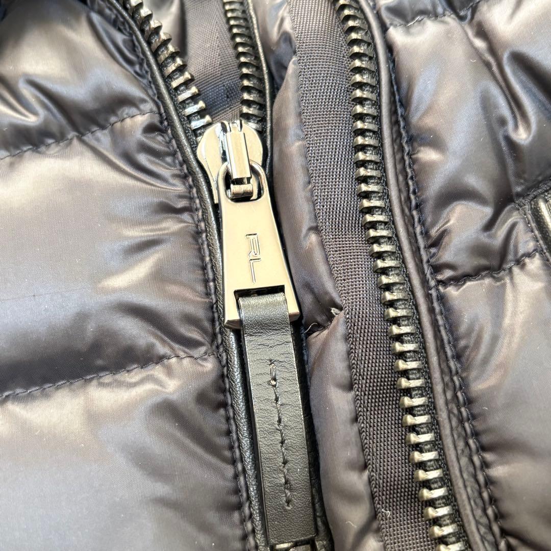 ポロラルフローレン ダウンジャケット ライダース 黒 レザー 羊 150