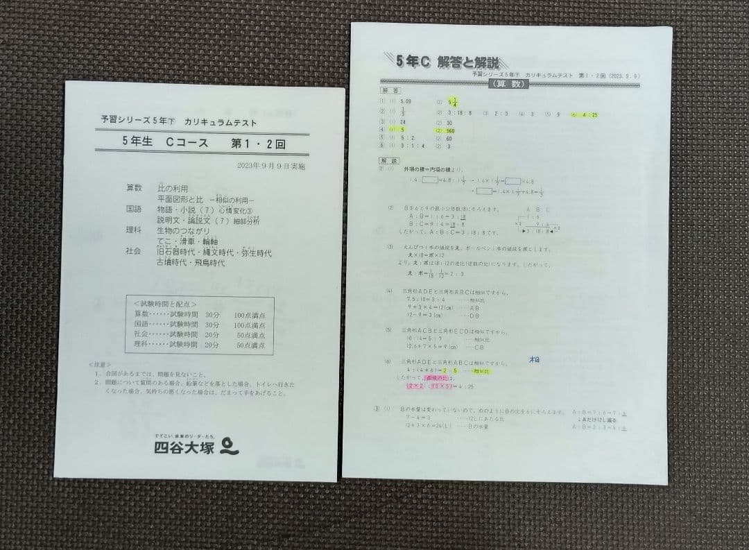 小5 カリキュラムテスト 早稲田アカデミー 2023年