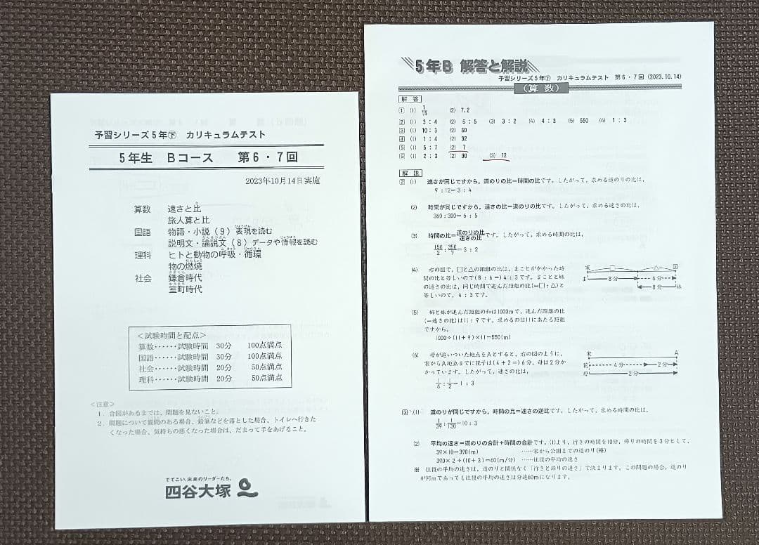 小5 カリキュラムテスト 早稲田アカデミー 2023年