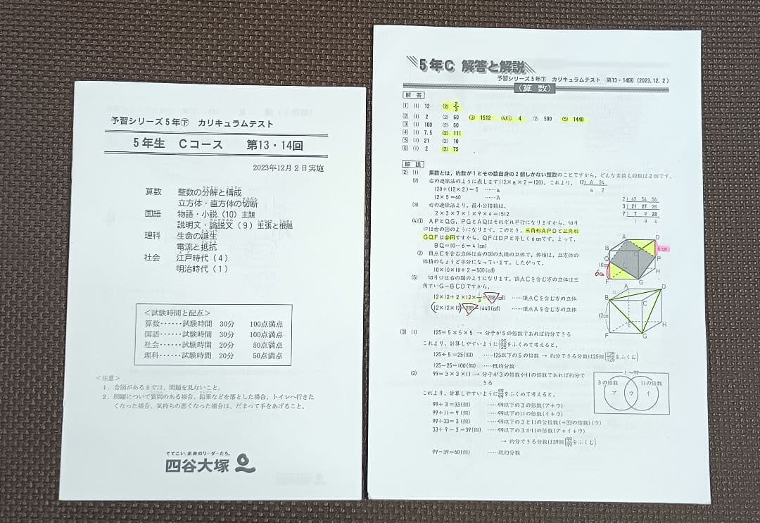小5 カリキュラムテスト 早稲田アカデミー 2023年