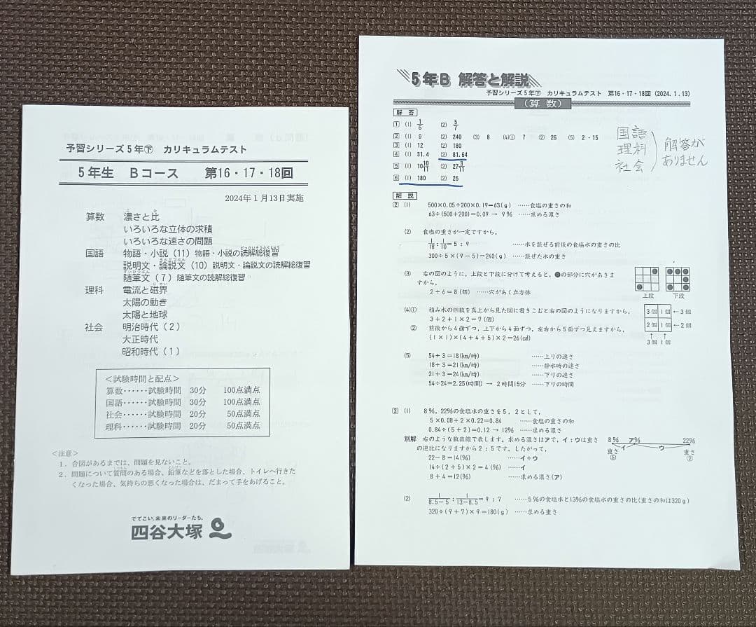 小5 カリキュラムテスト 早稲田アカデミー 2023年