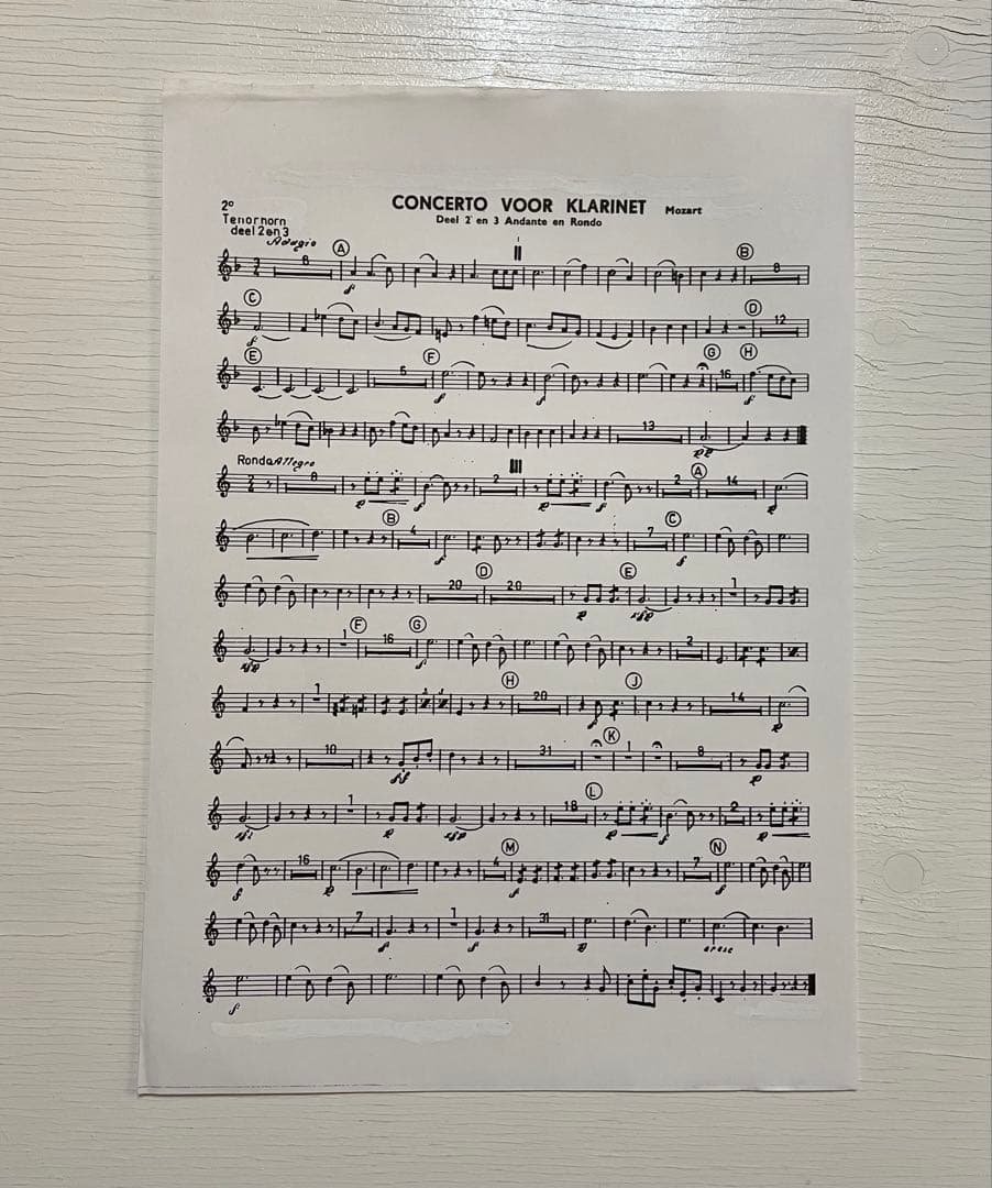 モーツァルト クラリネット協奏曲　KV622 吹奏楽楽譜 Deel2 Deel3