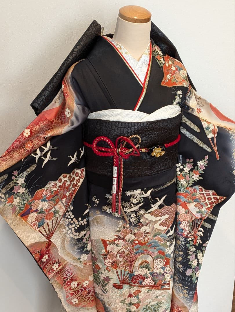 Kyoka様 振袖フルセット 身丈169裄65 豪華振袖 金彩 暈し染め 黒