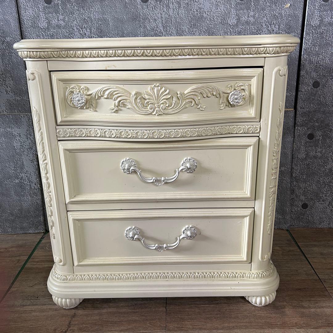 ꧁クラシック家具꧂3段チェスト フレンチ ロココ 姫系 たんす タンス 箪笥