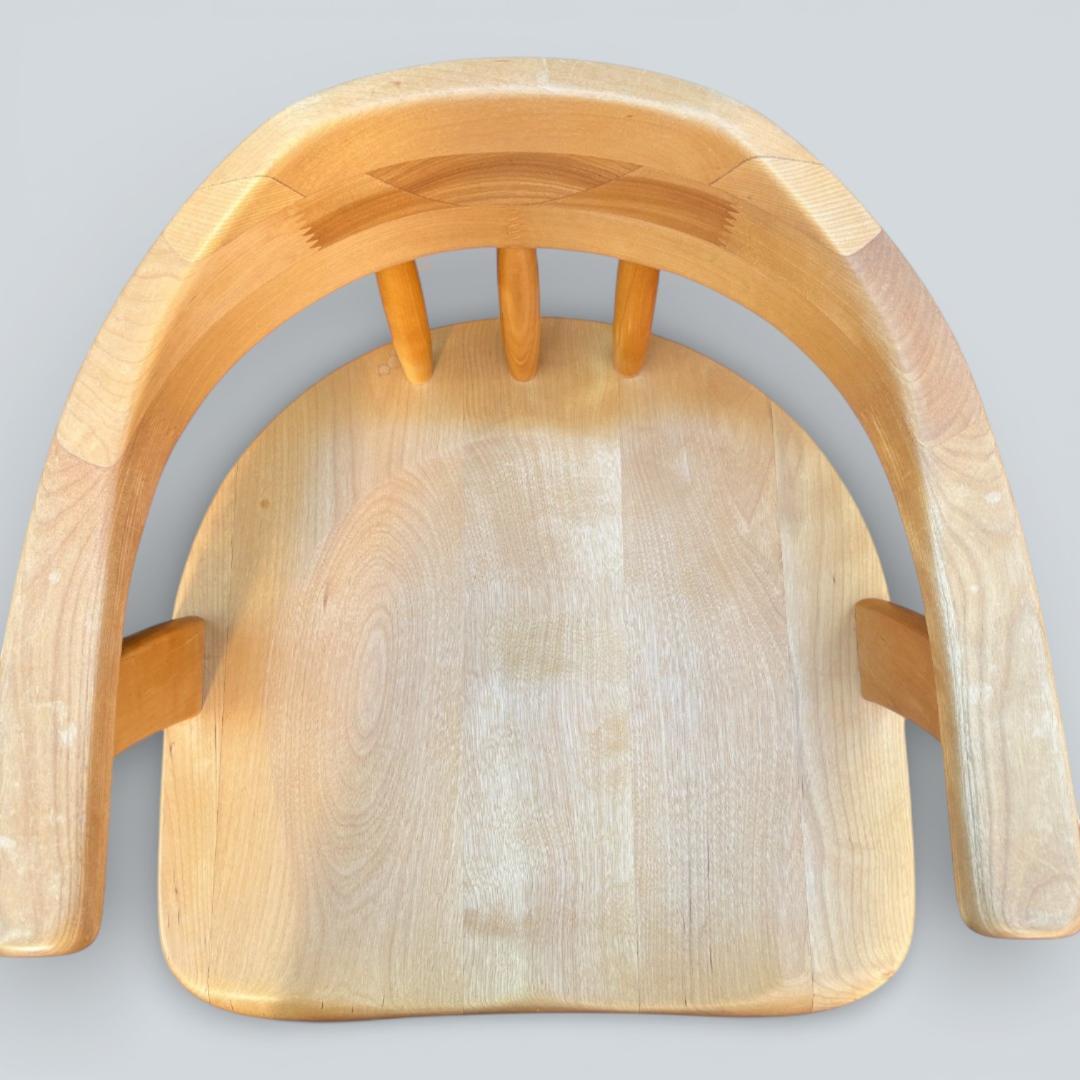 大川家具 回転ダイニングチェア 肘付 幅58cm 天然木 送料込②