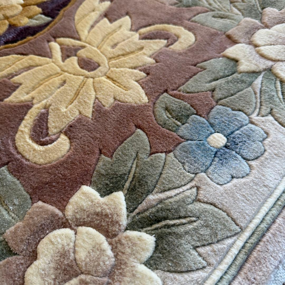 M503❀【未使用】中国段通 シルク100％ タグ付き 手織り絨毯 カーペット