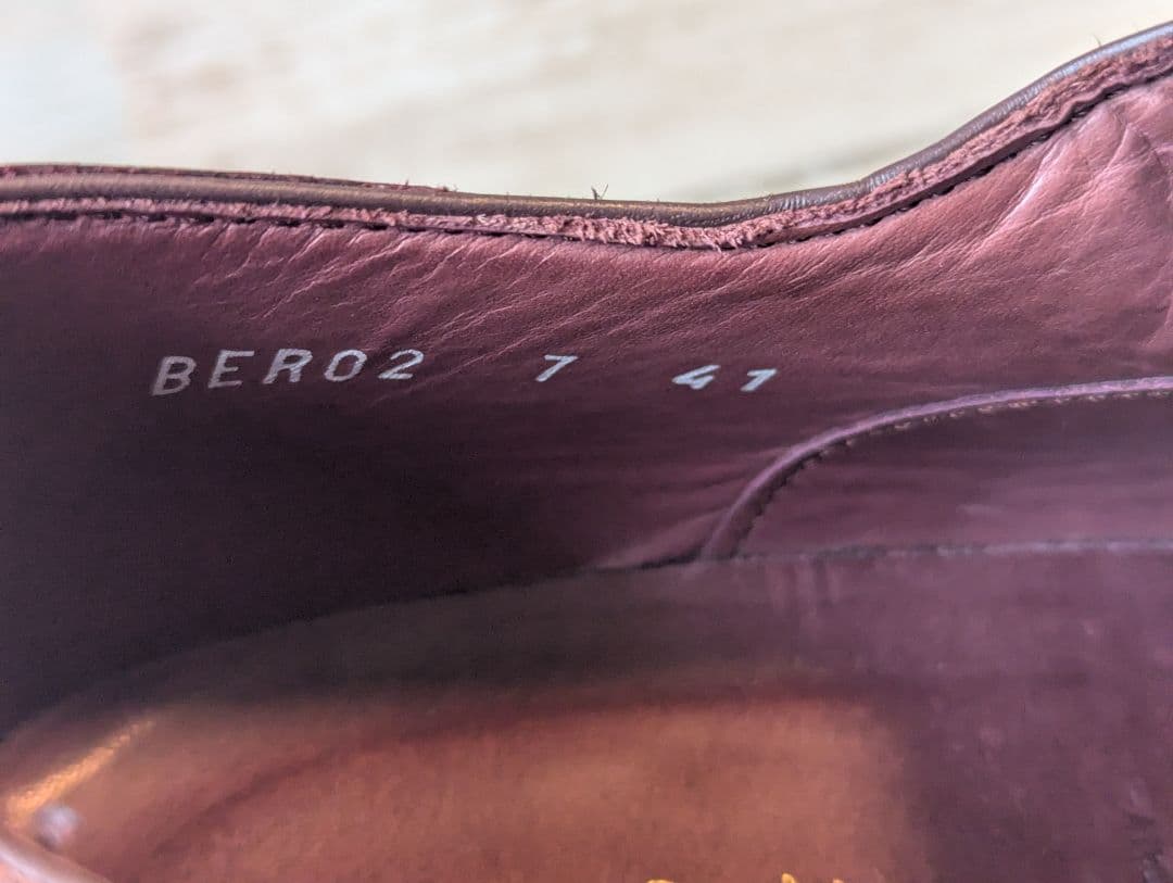 イタリア製 バーガンディ 内羽根 レザー シューズ size7