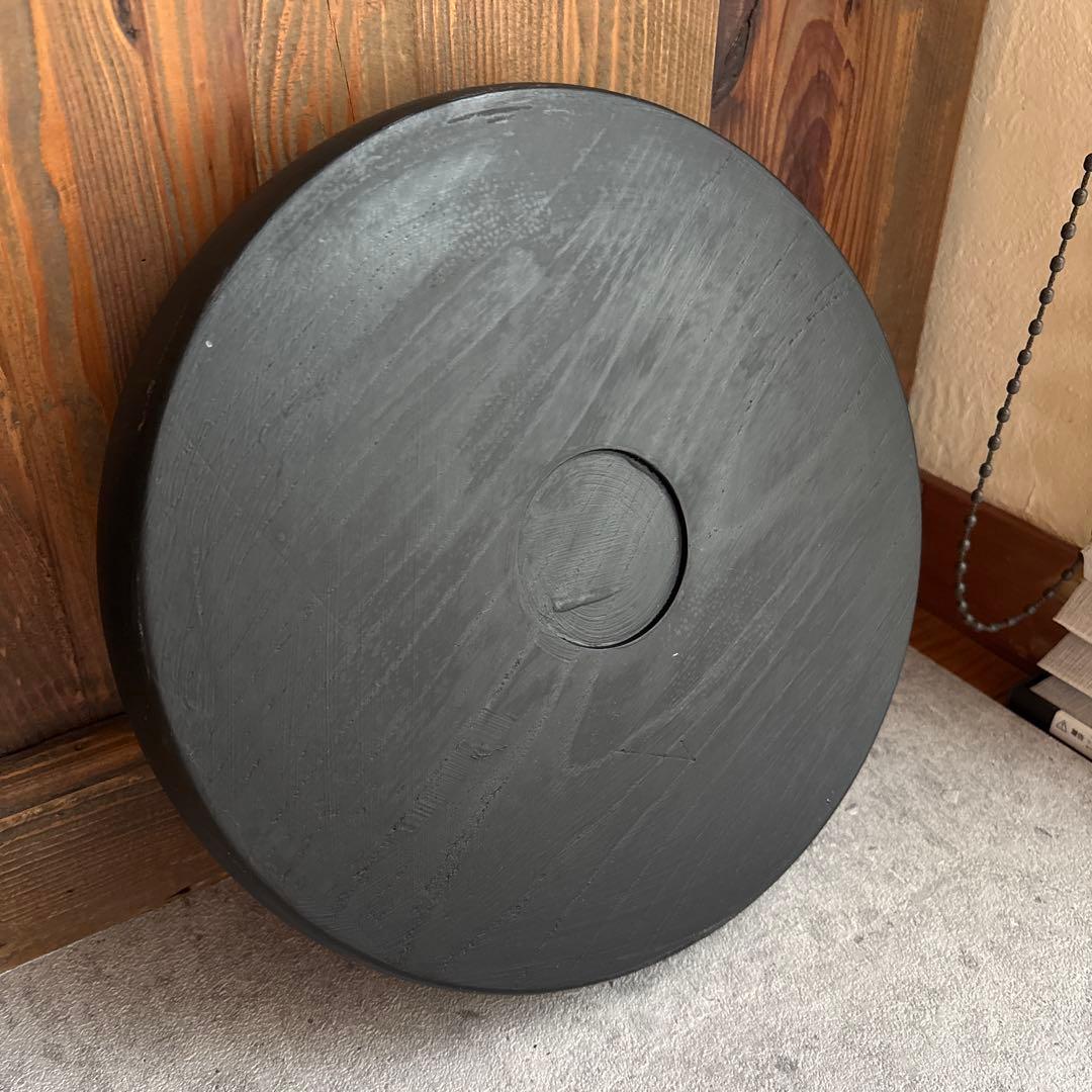 アンティーク 丸盆 くり抜き盆 木製 ビンテージ ブラック お盆 トレー