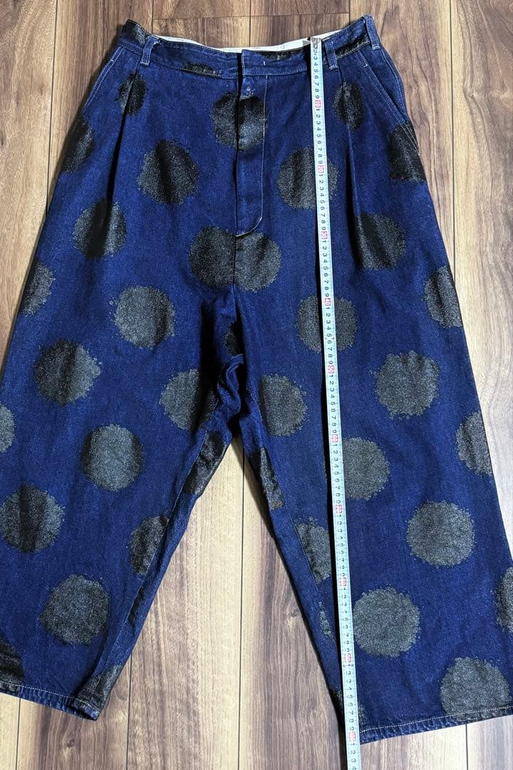 じ*ん様 Y's‥‥ ワイズビー ヨウジヤマモトドット柄プリントデニムサルエルパ